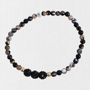 Black & Gold Beaded Stretch‎ Bracelet Accent Beads Fits 6 1/4" Wrist NWOT